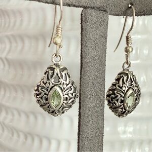 925 Sterling Silver Peridot Dangle Earrings